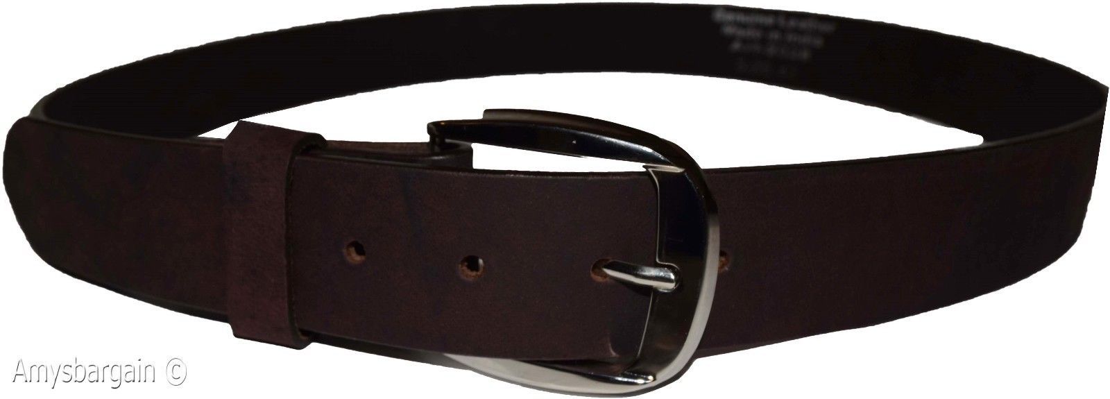 New Large size Leather Belt, Snap on Cowhide One Piece Brown leather Belt BNWT - Image 13