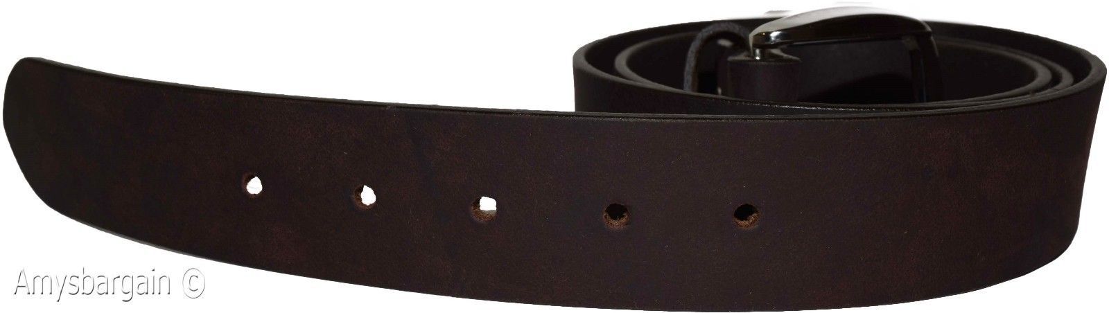 New Large size Leather Belt, Snap on Cowhide One Piece Brown leather Belt BNWT - Image 7