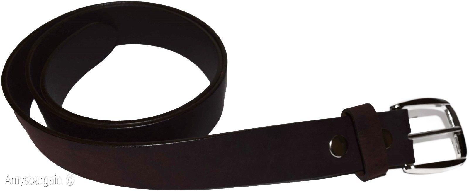 New Large size Leather Belt, Snap on Cowhide One Piece Brown leather Belt BNWT - Image 9