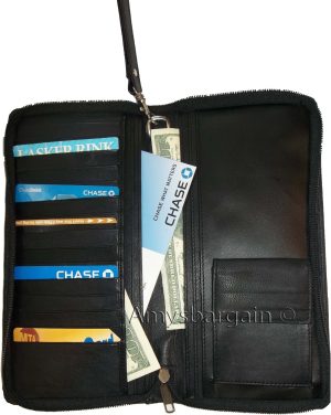 New Leather Organizer Checkbook wallet Airline tickets Passport 15 Credit Cards - Image 5