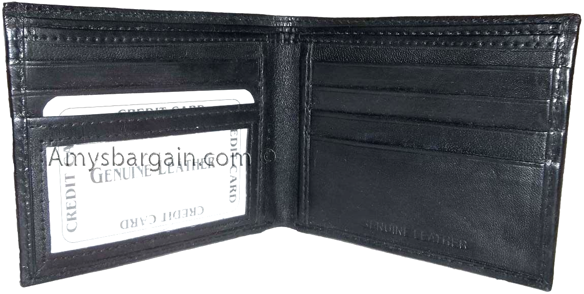 New Men's Leather Black Wallet 5 Credit card slots 2 Bill Pockets ID case BN - Image 3