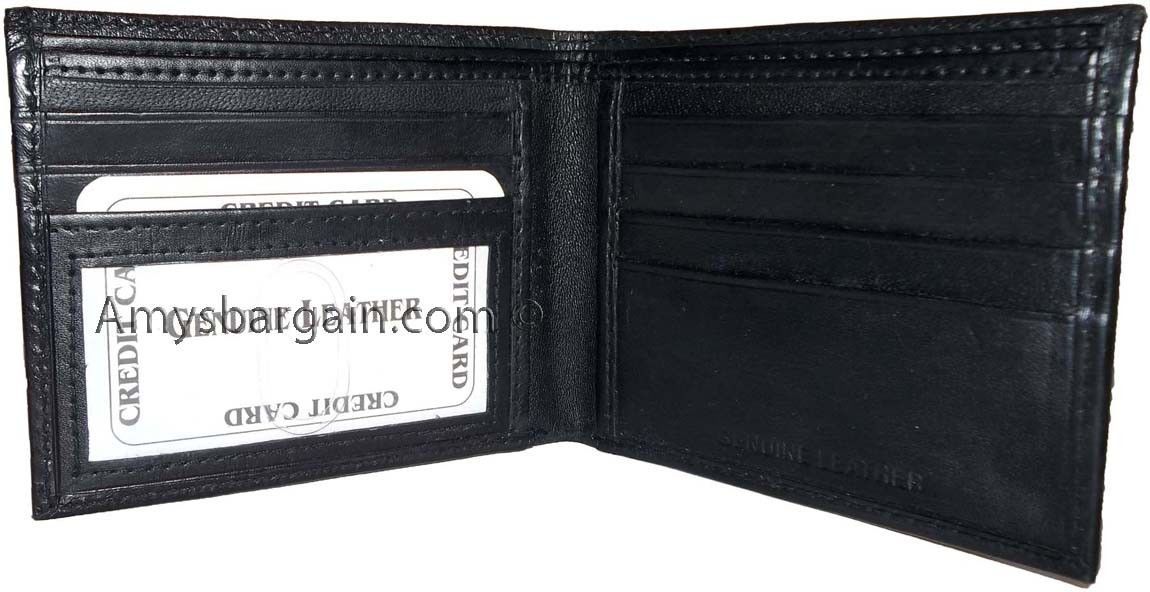 New Men's Leather Black Wallet 5 Credit card slots 2 Bill Pockets ID case BN - Image 6