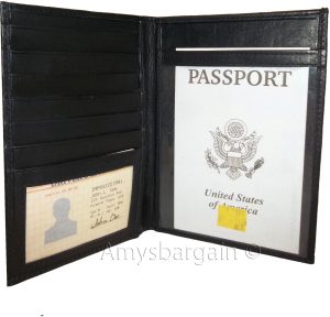 New lamb skin smooth leather passport case 6 credit card ID large billfold new - Image 11