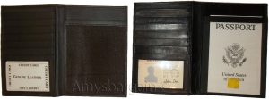 New lamb skin smooth leather passport case 6 credit card ID large billfold new