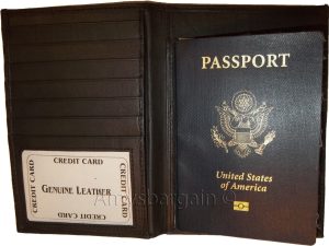 New lamb skin smooth leather passport case 6 credit card ID large billfold new - Image 5
