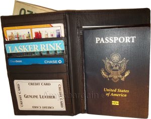 New lamb skin smooth leather passport case 6 credit card ID large billfold new - Image 8