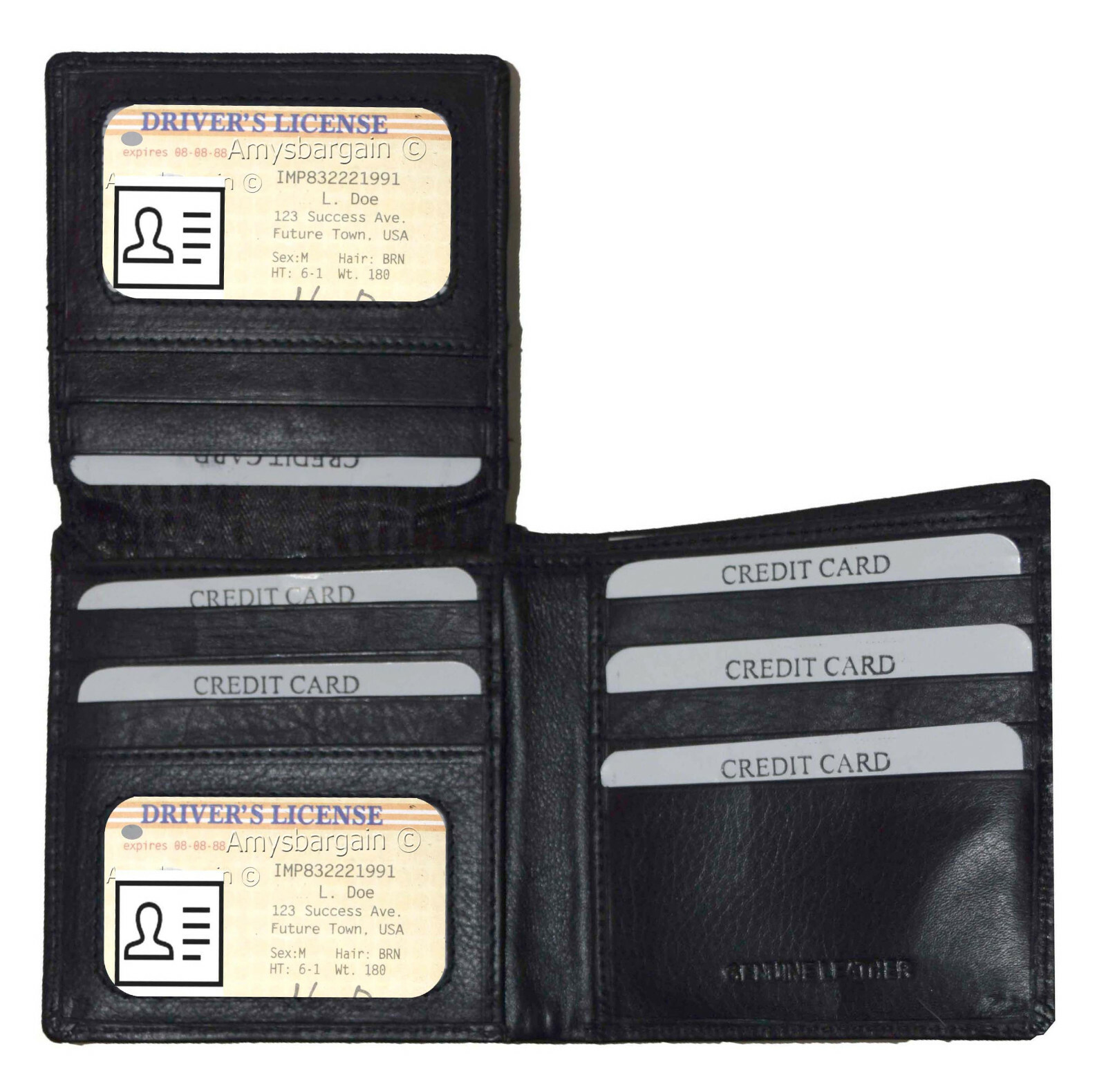 RFID men's hipster wallet genuine leather bifold 15 card 2 IDs new wallet in box - Image 9