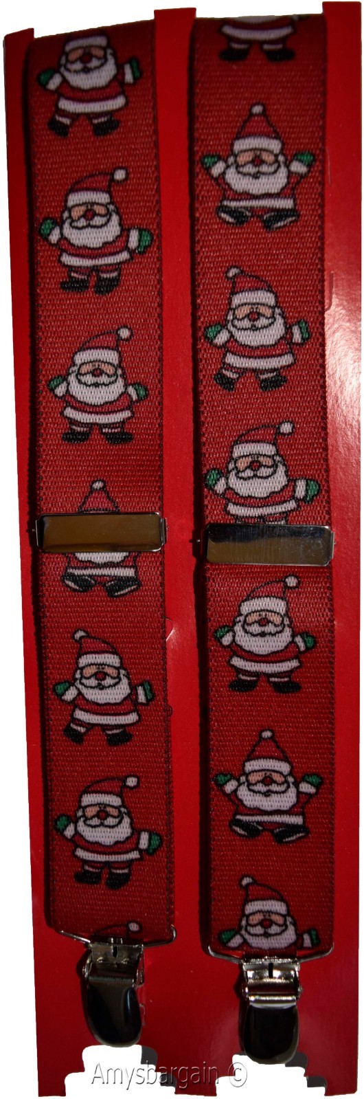 Santa Claus Suspenders. Christmas Gift item. X-Mas gift suspenders Clip on B New - Image 13