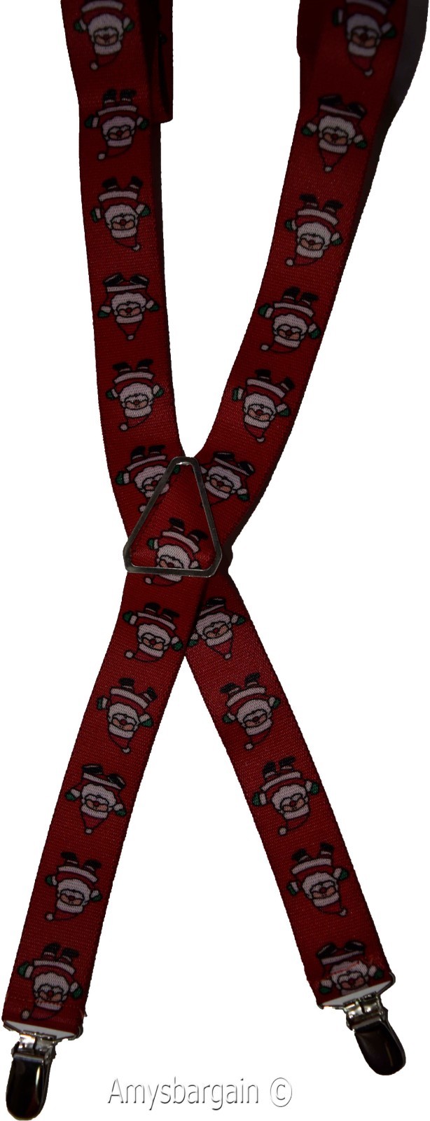 Santa Claus Suspenders. Christmas Gift item. X-Mas gift suspenders Clip on B New - Image 3