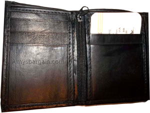 Trifold Leather Man’s wallet 9 card 2 bill slots roomy zip change purse new 1 - Image 11