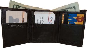 Trifold Leather Man’s wallet 9 card 2 bill slots roomy zip change purse new 1 - Image 6