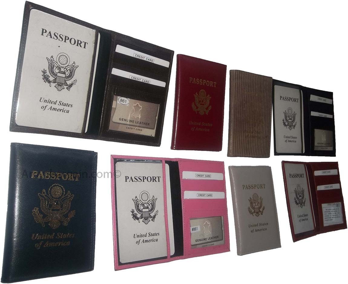 USA Leather passport cover credit card case photo ID holder brand new card case - Image 13