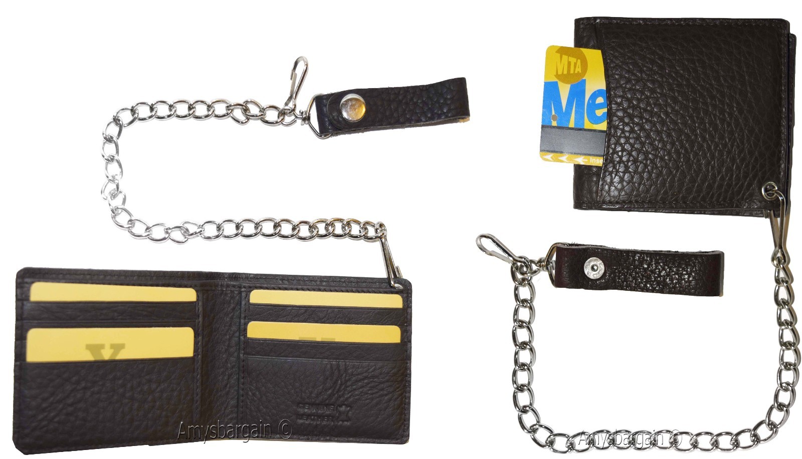 Biker's Chain wallet Leather Bifold wallet Motorcycle Trucker Biker wallet BN - Image 15