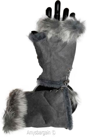 Finger-less Gloves, Winter Gloves Hand/Wrist Warmer Fur trim One-Size Gloves BN - Image 17