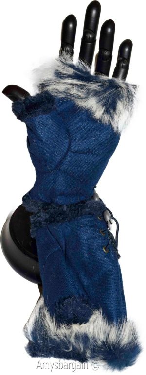Finger-less Gloves, Winter Gloves Hand/Wrist Warmer Fur trim One-Size Gloves BN - Image 19