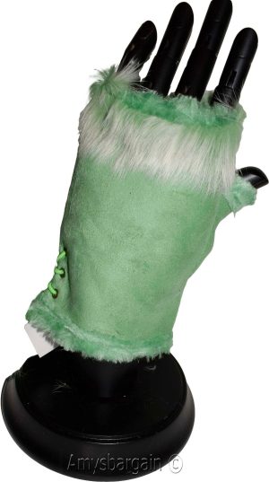 Finger-less Gloves, Winter Gloves Hand/Wrist Warmer Fur trim One-Size Gloves BN - Image 16
