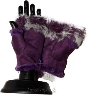 Finger-less Gloves, Winter Gloves Hand/Wrist Warmer Fur trim One-Size Gloves BN - Image 18