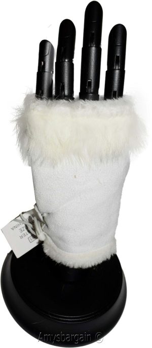 Finger-less Gloves, Winter Gloves Hand/Wrist Warmer Fur trim One-Size Gloves BN - Image 20
