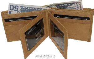 Men's Bifold leather wallet 2 center pieces 9 card 3 IDs Genuine leather wallet - Image 16