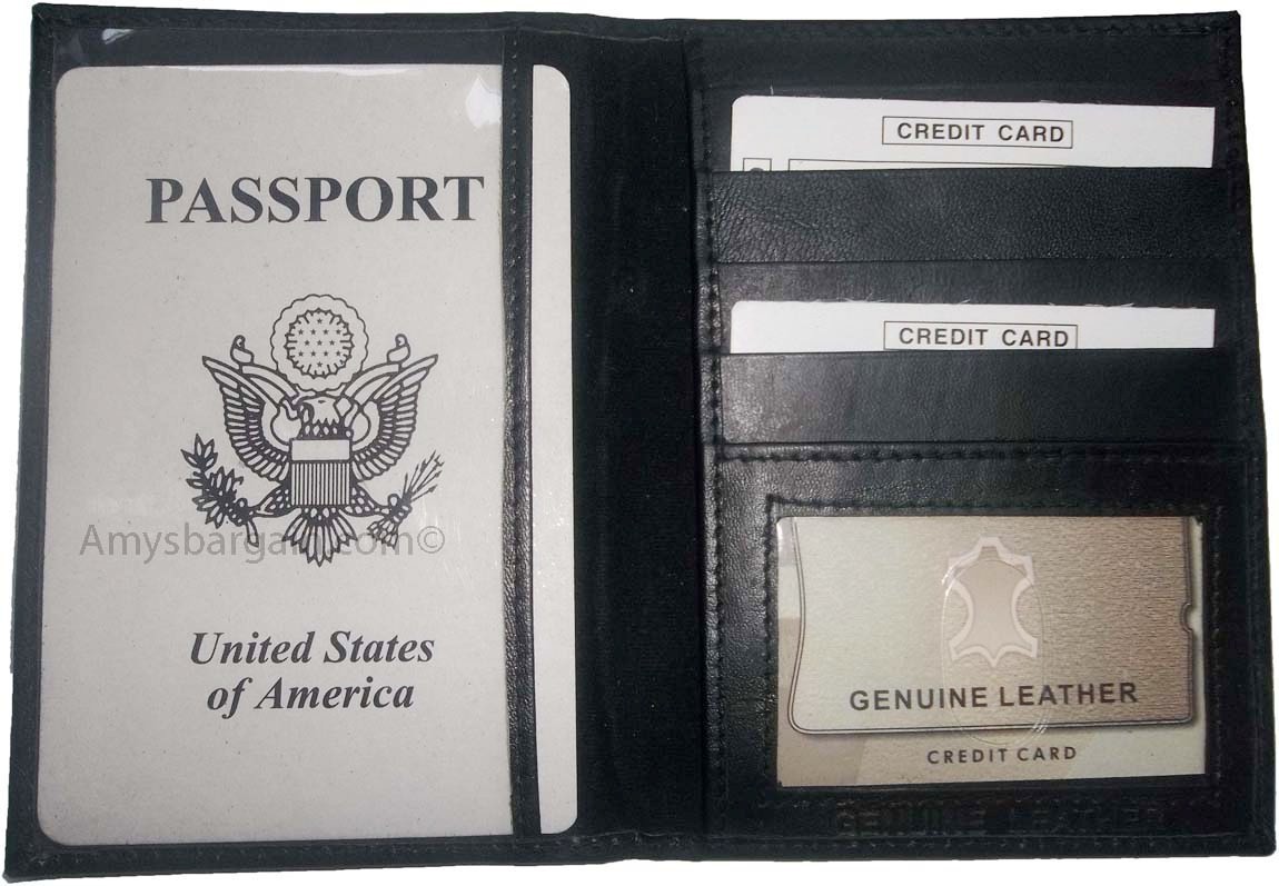 USA Leather passport cover credit card case photo ID holder brand new card case - Image 14
