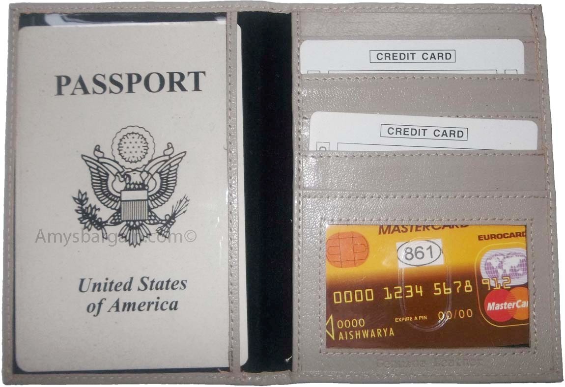 USA Leather passport cover credit card case photo ID holder brand new card case - Image 15