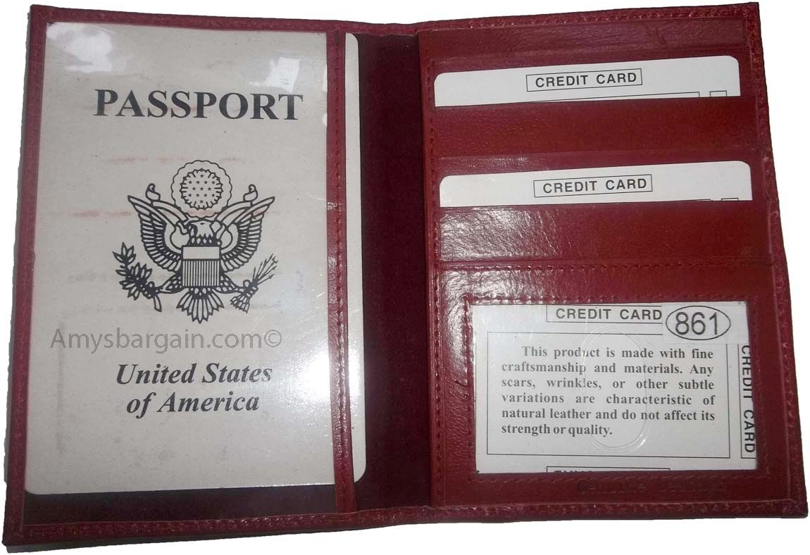 USA Leather passport cover credit card case photo ID holder brand new card case - Image 16
