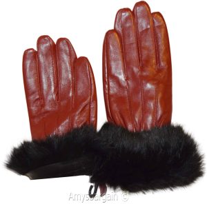 Woman's Fur trim Leather Gloves Leather gloves. Size S, M, L, XL. Dress Gloves - Image 11