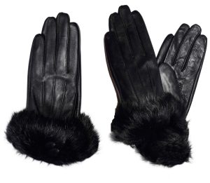 Woman's Fur trim Leather Gloves Leather gloves. Size S, M, L, XL. Dress Gloves - Image 12