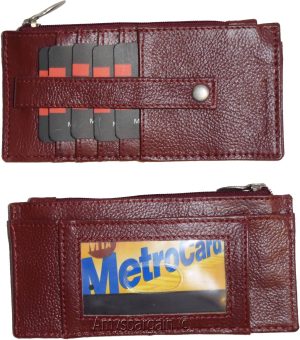 Women's Genuine Leather ID Credit Card Holder Wallet Slim Purse Colors Zip case - Image 27