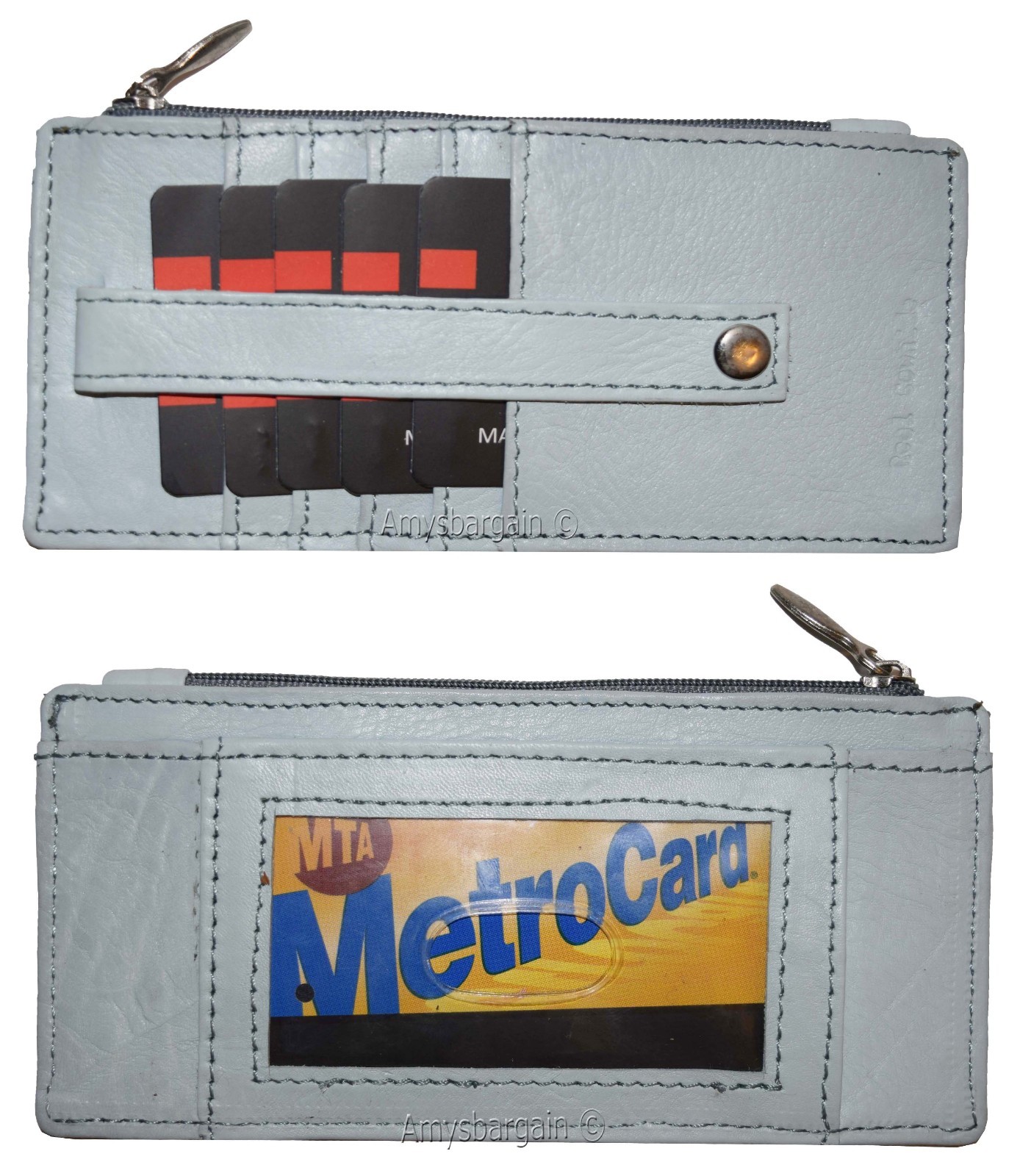 Women's Genuine Leather ID Credit Card Holder Wallet Slim Purse Colors Zip case - Image 27
