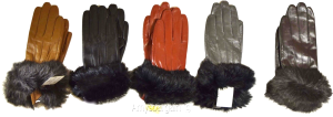 Woman's Fur trim Leather Gloves Leather gloves. Size S, M, L, XL. Dress Gloves - Image 4