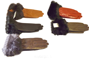 Woman's Fur trim Leather Gloves Leather gloves. Size S, M, L, XL. Dress Gloves - Image 5