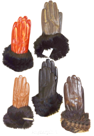 Woman's Fur trim Leather Gloves Leather gloves. Size S, M, L, XL. Dress Gloves - Image 6