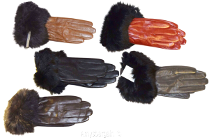 Woman's Fur trim Leather Gloves Leather gloves. Size S, M, L, XL. Dress Gloves - Image 7