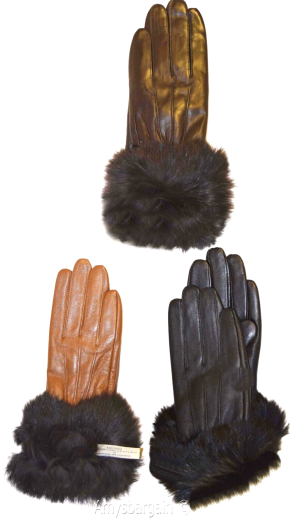 Woman's Fur trim Leather Gloves Leather gloves. Size S, M, L, XL. Dress Gloves - Image 9