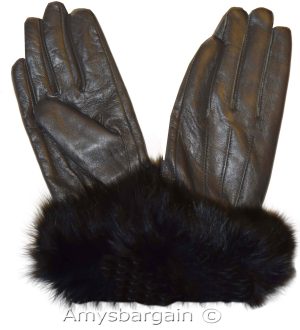 Woman's Fur trim Leather Gloves Leather gloves. Size S, M, L, XL. Dress Gloves - Image 10