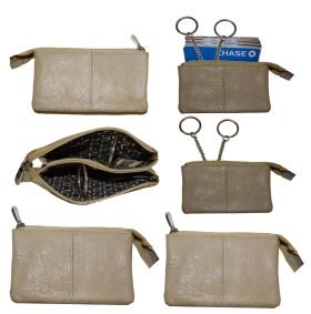 coin case leather ladies wallet purse mini pocket zip coin case key ring nw