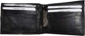 lot of 2 men's bi-fold leather wallet 11 credit cards 2 id black billfold wallet - Image 4