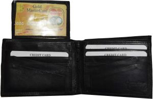 lot of 2 men's bi-fold leather wallet 11 credit cards 2 id black billfold wallet - Image 7