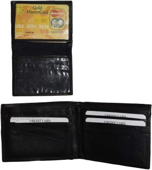 lot of 2 men's bi-fold leather wallet 11 credit cards 2 id black billfold wallet - Image 9