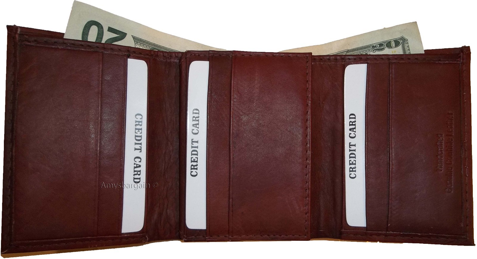 lot of 2 men's wallet leather tri-fold wallet 12 credit card 2 bill spaces - Image 3