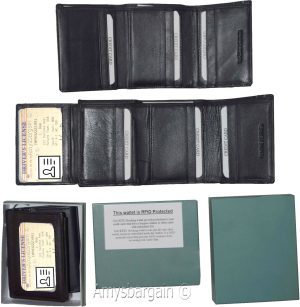 lot of 2 rfid men's wallet genuine leather trifold wallet 11 credit card in box - Image 5