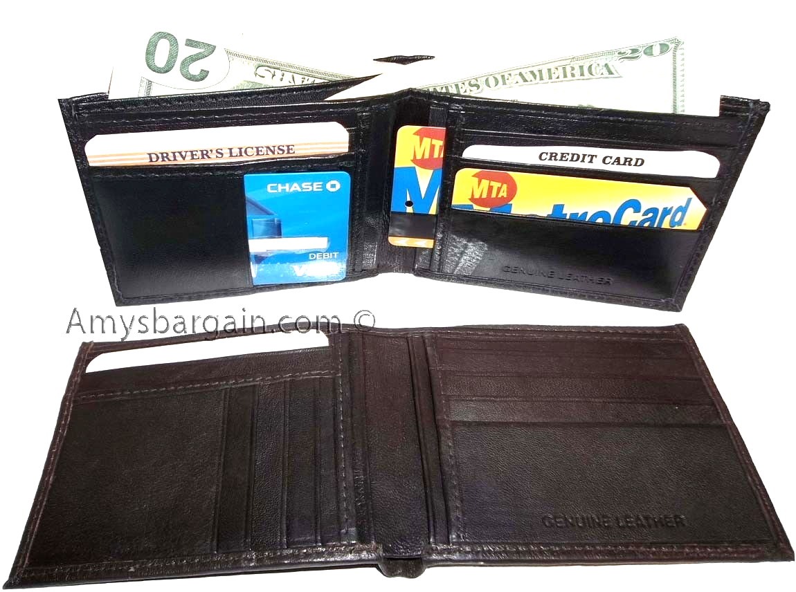 lot of 4 Men’s Wallet genuine leather New Style 2 Bill slots 14 Card spaces New - Image 8