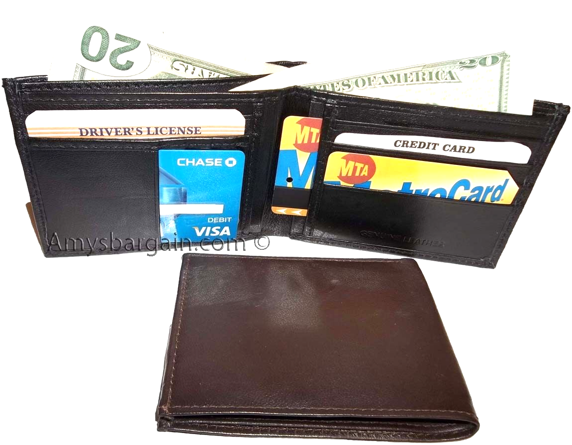 lot of 4 Men’s Wallet genuine leather New Style 2 Bill slots 14 Card spaces New - Image 9