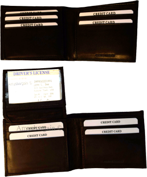 lot of 4 men's bifold calfskin leather wallet 2 bill slots 7 card 1 id window - Image 11