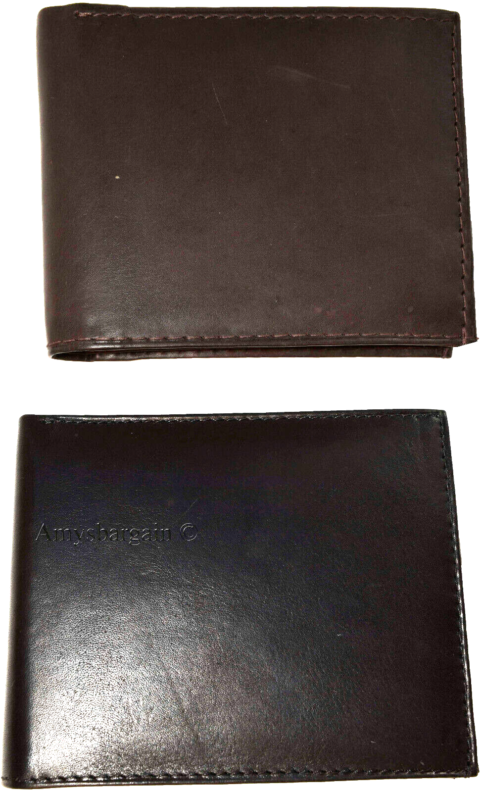 lot of 4 men's bifold calfskin leather wallet 2 bill slots 7 card 1 id window - Image 5