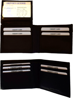 lot of 4 men's bifold calfskin leather wallet 2 bill slots 7 card 1 id window - Image 7