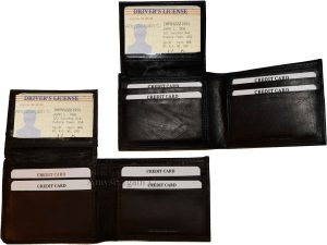 lot of 4 men's bifold calfskin leather wallet 2 bill slots 7 card 1 id window - Image 9