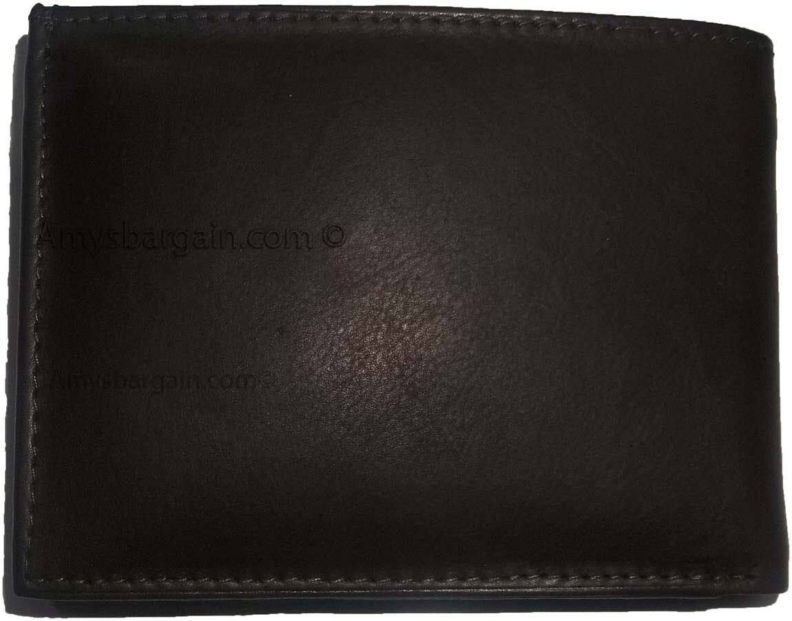 lot of 6 men's black bifold new calfskin leather 2 bill slots 7 card 1 id window - Image 11