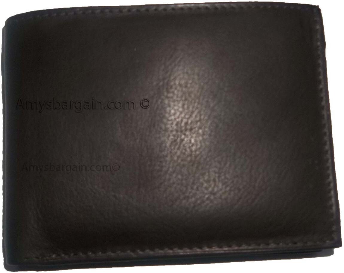lot of 6 men's black bifold new calfskin leather 2 bill slots 7 card 1 id window - Image 12